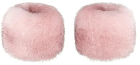 Futrzane Siberian Manschetten - Pulswärmer Damen Fell - Pelz Stulpen Armstulpen (Rosa Siberian)