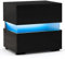 COSTWAY LED Bedside Table, High Gloss Smart Nightstand End Sofa Side Table with 2 Drawers, 20 Adjustable RGB Light Colors and Remote Control, Modern Accent Tea Table for Bedroom Living Room (1, Black)