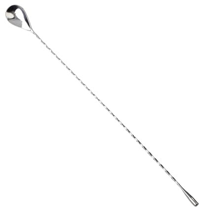 (40cm) Bar Spoon with Teardrop-shaped End - Stainless Steel Mixing Tool for Cocktails and Drinks