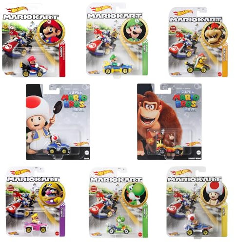 GBG25 Bundle sort. - Kompatibel für Hot Wheels - Mariokart - Fahrzeugset mit 8 verschiedenen Fahrzeugen