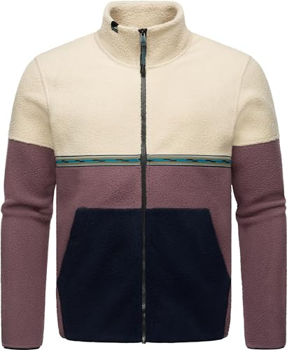 Ragwear Herren Fleecejacke kurzer kuscheliger Sweater warm mit hohem Kragen Lonndy Ecru Gr. 3XL