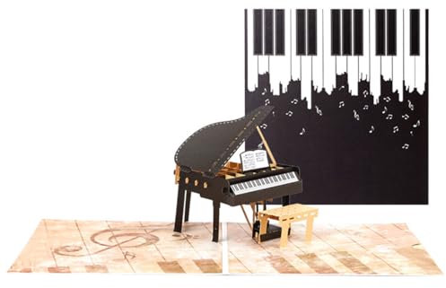 scicent Glückwunschkarten Geburtstag Geburtstagskarte 3D Pop Up Klavier Gute Besserung Karte mit Umschlag Nachrichtenkarte Piano Popup Karten Geburtstag für Damen Mann Kinder 22608
