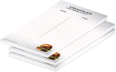 PRICARO Einkaufsliste American Burger, magnetisch, A5, 50 Blatt, 3 Stück