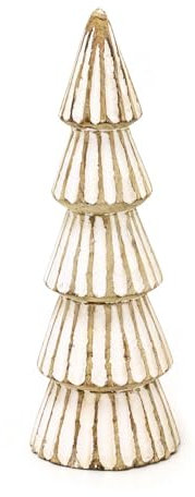 Carousel Home Small Shabby Chic White Wooden Christmas Tree | Freestanding Rustic Ornament Statue Decoration - 21cm