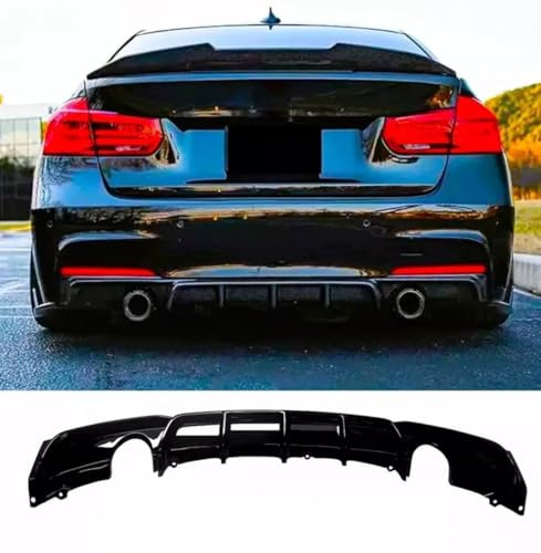 For Auto Perfectionists UK Rear Valance Diffuser Dual Exit Compatible With BMW 3 Series F30 F31 2011-2019 M Sport ABS Gloss Black