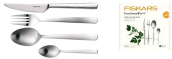 Fiskars Besteck-Set, 24-teilig, Functional Form, 6 Messer, 6 Gabeln | 6 Löffel und 6 Teelöffel, Edelstahl 18/10, Silber/Matt, Geschenkbox, 1071624
