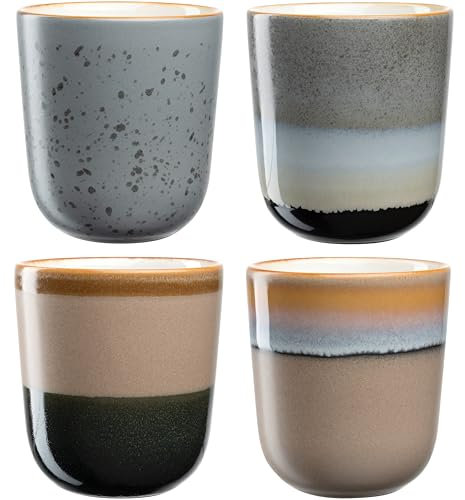 LEONARDO HOME Kaffeebecher ROMA 4er Set • Inhalt 330 ml • moderne Becher ohne Henkel • Handgefertigt aus hochwertiger Keramik • stapelbar • abgestimmtes Design • mehrfarbig • 025441