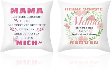 Henjunu Muttertags Kissenbezüge 2 Stück, Muttertag Mama Geschenk, Mama Kissenbezug 45 x 45 cm, Personalisierte Geschenke für Mama, zum Geburtstag Mutter Weihnachten