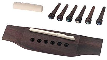 TOYANDONA Gitarrensteg Palisander Mit Knochen Sattel Und Stegeinlage 6 Holznägel Zubehör Für Klassische Akustikgitarre Langlebige Gitarrenteile Für Reparatur Und Ersatz