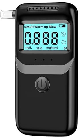 Alkoholtester Polizeigenau, Promillemessgerät mit 20 Mundstücken, Professioneller Alkoholmessgerät, Tragbarer Atemalkoholtester, Promilletester für privaten professionellen Gebrauch