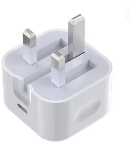 20W USB-C Power Adapter, Fast Charging Wall Plug, UK Type, Compatible with iPhone 16/15, iPad, Samsung S25/S24/S23