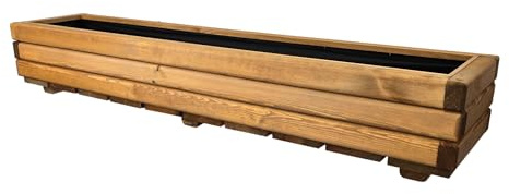 HolzGarden Jardinière en Bois avec Non-tissé 118x20x25 cm Imprégné Couleur PinPot de Fleurs Jardin, Balcon, Terrasse Résistant aux Intempéries Bois Massif Jardiniere Exterieur Grande Taille 32L