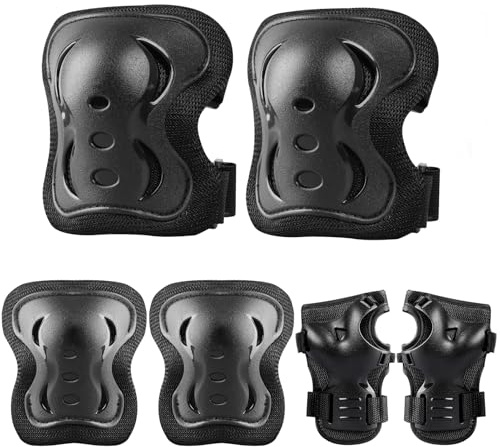 Plusawa Kids Knee Pads, Elbow Pads, Wrist Guards, Glow-in-the-Dark, Sports Protective Gear Set for Skateboard, Cycling, Roller Skates and Outdoor Activities 0-50KG