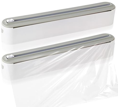 Dispenser magnetico per pellicole salvafreschezza con taglierino, 2 pezzi, dispenser per pellicola in alluminio, dispenser di pellicola in alluminio e dispenser salvafreschezza per la cucina
