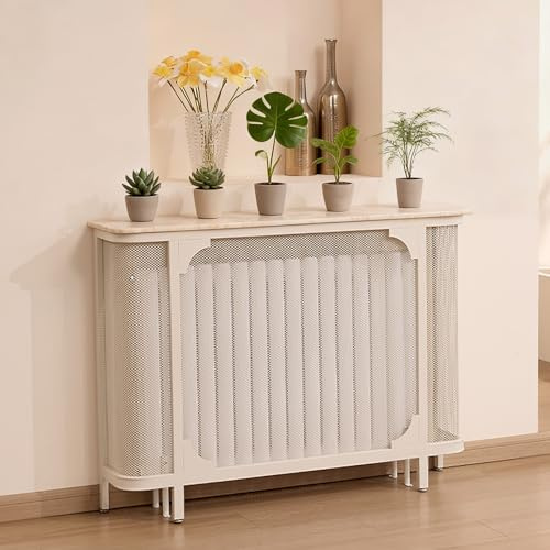 KLWQR Heizkörperverkleidung für Zuhause mit Verstellbaren Fußpolstern Heizungsverkleidung Heizkörperabdeckung Dekorativer Schrank für Zuhause, Schlafzimmer, Büro(White,80x25x80cm/31x10x31in)