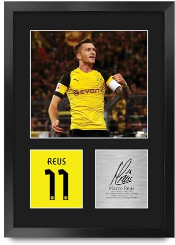 HWC Trading Marco Reus Geschenke Gedrucktes Signiertes Autogramm Foto für Fußball Anhänger and Fans - A3 Porträt Gerahmt