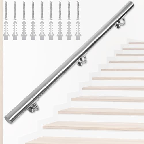 FREEAMG Edelstahl-Handlauf, 200CM Treppengeländer mit 42 mm Durchmesser