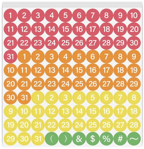 PRESSINART 500Pcs/5 Sheets Date Planner Stickers Number Calendar Stickers 1/2 Inch Numbers 1-31 Icons for Journals Scrapbooking Party Events Scheduling Organization Office DIY Craft Home Decoration