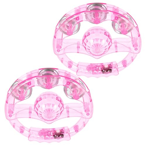 MUSISALY 2 Stück Leuchtende Tamburine 12cm aus Kunststoff mit Blinklicht Handinstrumente für Karaoke Party Festivals