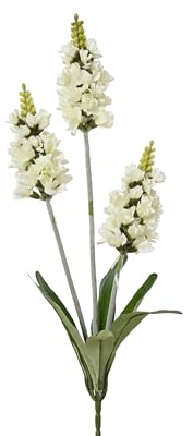 Decoris Künstliche weiße Hyazinthe 13x67cm - Kunstblume mit DREI Blütenköpfen - Deko Blumen für Blumendeko Blumenarrangement Tischdeko - Frühlingsdeko Blumenschmuck