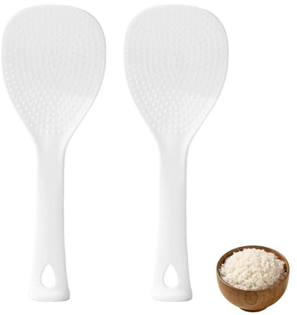 2 Piece Cooking Rice Spoon，Non-Stick Rice Paddle Heat Resistant Dishwasher Safe for Cookers Mashed Potatoes