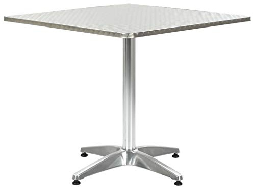 fadaoet Gartentisch Silbern Aluminium 80x80x70 cm Bistrotisch für Garten Balkon Terrasse, wetterfeste Gartenmöbel, Leichter Tisch mit MDF-Platte und rostfreiem Gestell