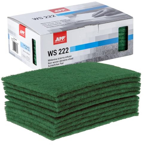 APP WS 222 - Carta abrasiva in tessuto non tessuto, lotto da 10, 150 x 230 mm, verde | Lana abrasiva a grana grossa per levigatrici su legno, metallo, acciaio e acciaio inossidabile, grana: 240-280