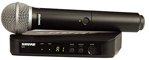 Shure BLX24/PG58 UHF Wireless Mikrofonsystem - Perfekt für Kirche, Karaoke - 14-Stunden Akkulaufzeit, 100m Reichweite | Beinhaltet PG58 Handheld Vocal Mikrofon, Single Channel Empfänger | S8 Band