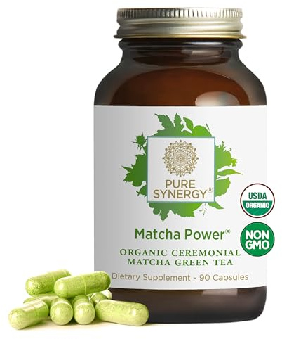 Pure Synergy Matcha Power Organic Healthy Mind & Mood 90 Capsules | Ceremonial-grade organic Japanese matcha in convenient vegan capsules