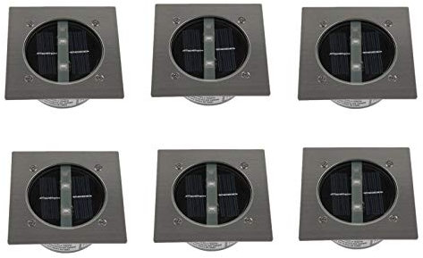 6er SET moderner Solar LED Bodeneinbaustrahler 4-eckig in Edelstahl / Glas für Außen