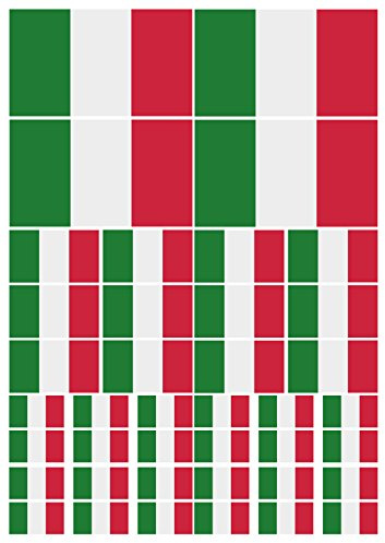 AWS 40 Stickers Bandiera Italia Impermeabili per Auto Moto in 2 Formati Adesivi Vinile Bandiera Italiana (Foglio A4)