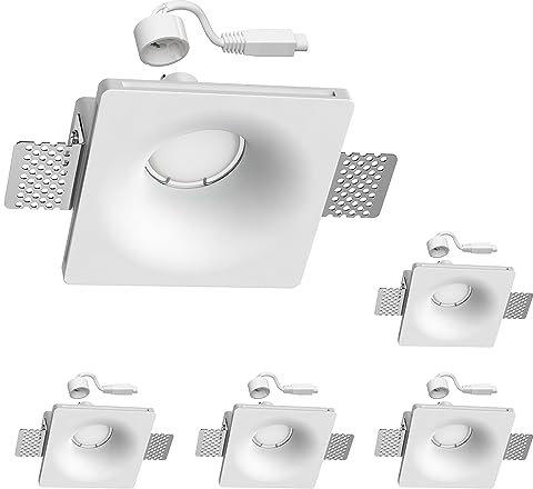 ledscom.de Gips Einbaustrahler GIDS DIY inkl. GU10 Lampe je 450lm weiß 5er Set