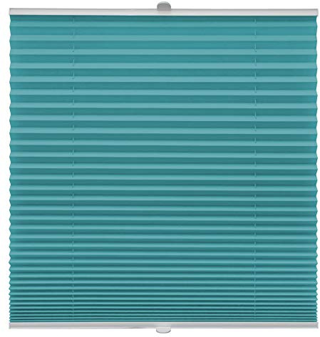 Plissee auf Maß für alle Fenster Montage Glasleiste Blickdicht mit Spannschuh Sonnenschutzrollo Türkis Breite: 81-90 cm, Höhe: 40-100 cm