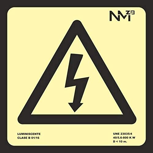Normaluz A0A430 - Señal Luminiscente Riesgo Electrico CTE Clase A PVC 1mm 21x21cm con CTE, RIPCI y Apto para la Nueva Legislación