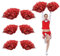 Cheerleading Poms, Cheer Plastic Pom für Ball Abendkleid Cheer Party Kostüm Sport Tanz (Rot)