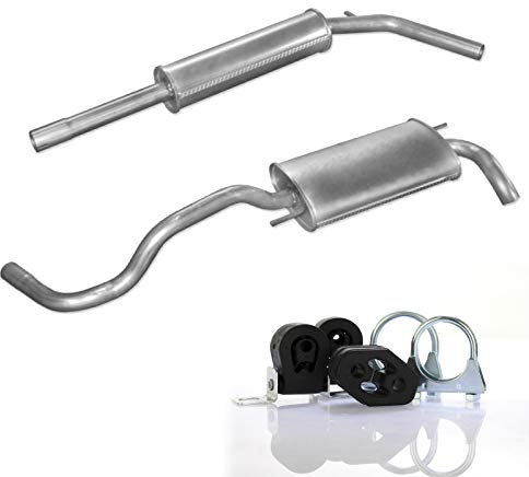 Komplette Auspuffanlage Auspuff ab Kat Endschalldämpfer + Mittelschalldämpfer + Montagesatz