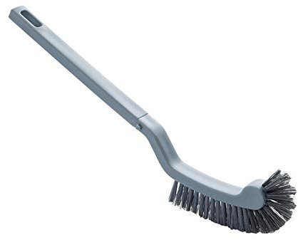 CARDMOE Brosse de toilette à tête courbée, brosse à barre incurvée sans angle mort, brosse de toilette en plastique à long manche (noir)