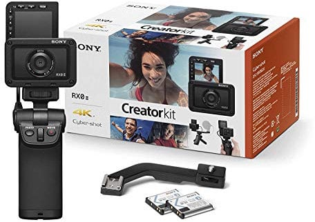 Sony RX0 II Creator Kit | Tough Ultra-Compact Camera with Shooting Grip VCT-SGR1 (1.0-Type Sensor, 24mm F4.0 Zeiss Lens, water proof, 4K Movie Recording and Flip Screen for Vlogging)