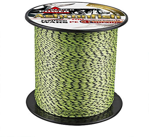 Ashconfish - Filo da pesca intrecciato a 4 fili, super resistente, resistente, per pesca in acqua salata e acqua dolce, resistente all'abrasione, zero stretching, 500 m, 27,2 kg, nero e giallo