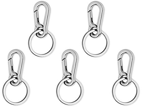 SCSpecial Carabiner Clip Keyring Stainless Steel Keychain with Snap Hook Quick Release Key Rings