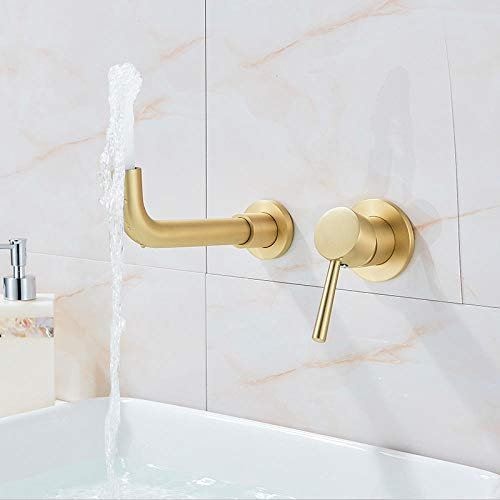 Robinets D'Évier De Cuisine Robinets Grohe Robinet De Lavabo En Or Brossé Robinet Mural Encastré Robinet 360 Rotation Poignée Unique Mitigeur De Bain D'Eau Froide Chaude