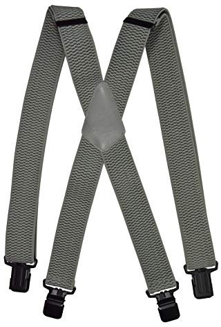 Olata Hosenträger Herren - Extra breite Träger und schwarze Metall-Clips, Hosenträger X-Form mit überkreuzten Trägern – 4 cm. Grau