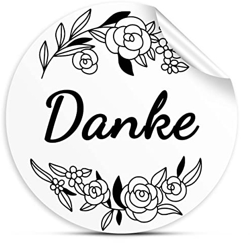 54x Danke Aufkleber Schriftzug 3cm, selbstklebende Sticker für Geschenke | Danksagung, Hochzeit, Verpackung uvm.