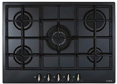 CDA 70cm 5 Burner Gas Hob with Wok Burner - Black