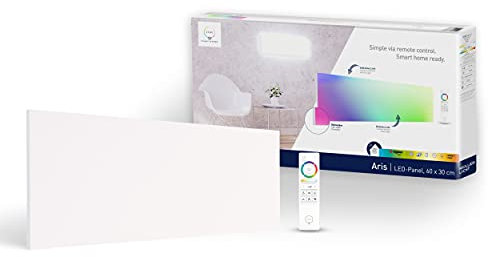 tint Smarte LED-Deckenlampe ARIS – Steuerbar per Alexa oder Fernbedienung – Mit weißem (1800-6500 K) und farbigem Licht RGB – Rechteckiges Panel 30 x 60 cm
