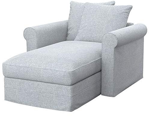 Soferia Kompatible Ersatzbezug fur GRONLID Recamiere, Stoff Naturel Light Grey (FLECKENBESTÄNDIG), Grau