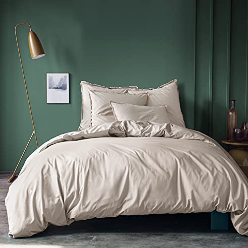 MATT & ROSE Housse de Couette 220x240 cm Unie Coton LAVÉ | 100% Coton Lavé | Couleur Lin | Oeko-TEX