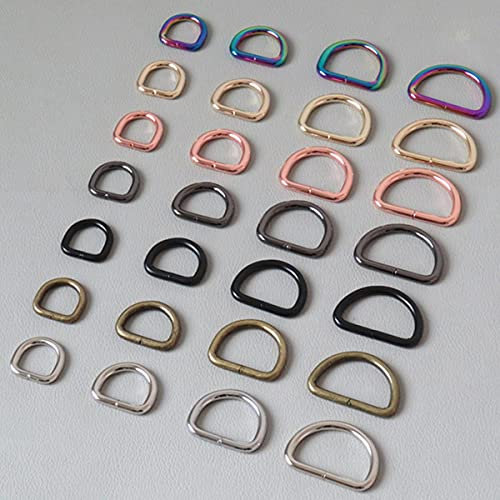 D-Ring aus Metall für Bastelarbeiten, Taschen, Zubehör, Gürtelschlaufe, Schnalle, Hardware, Haustierhalsband, Hundegeschirr, Rucksackverschluss, Innenbreite 32 mm, Regenbogenfarben, 10 Stück