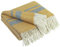 LYHome Merino Decke - Kuscheldecke Tagesdecke Sofa Wolldecke, Blanket Überwurfdecke Sofadecke Wohndecke, Flauschige Couchdecke Merinodecke, Flauschig Warm Plaid 140x200 cm, Senf - Grau - Weiß Streifen