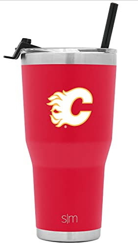 Simple Modern Officially Licensed NHL Calgary Flames 30oz Cruiser Tumbler Insulated Travel Mug Cup with Flip Lid and Straw